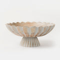 Handcarved Scalloped Edge Fluted Pedestal Bowl