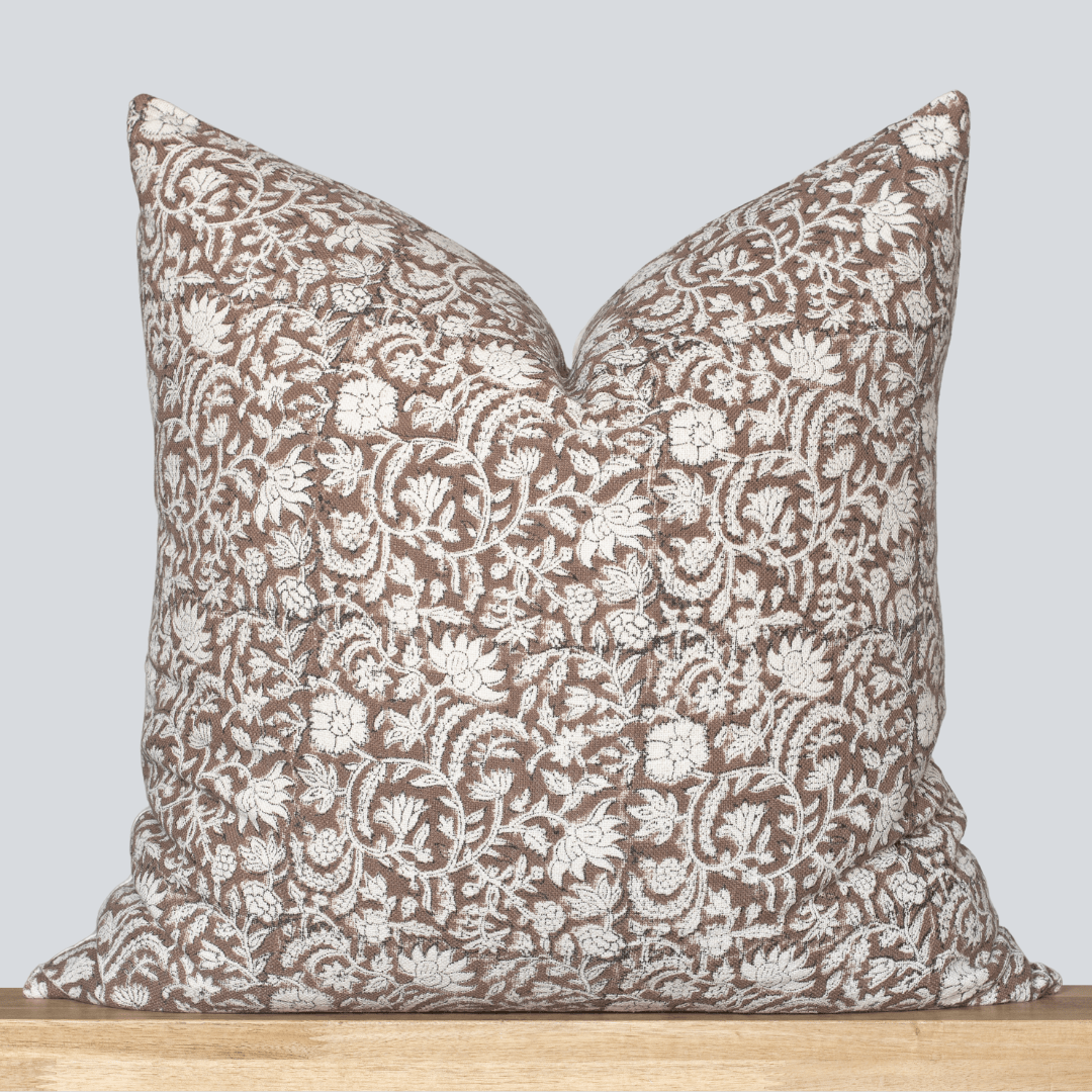 Nina Floral Block Printed Pillow Cover