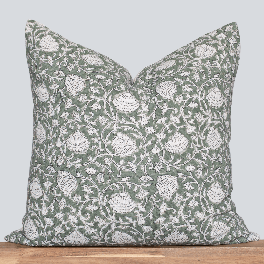 Sabine Floral Block Printed Pillow Cover