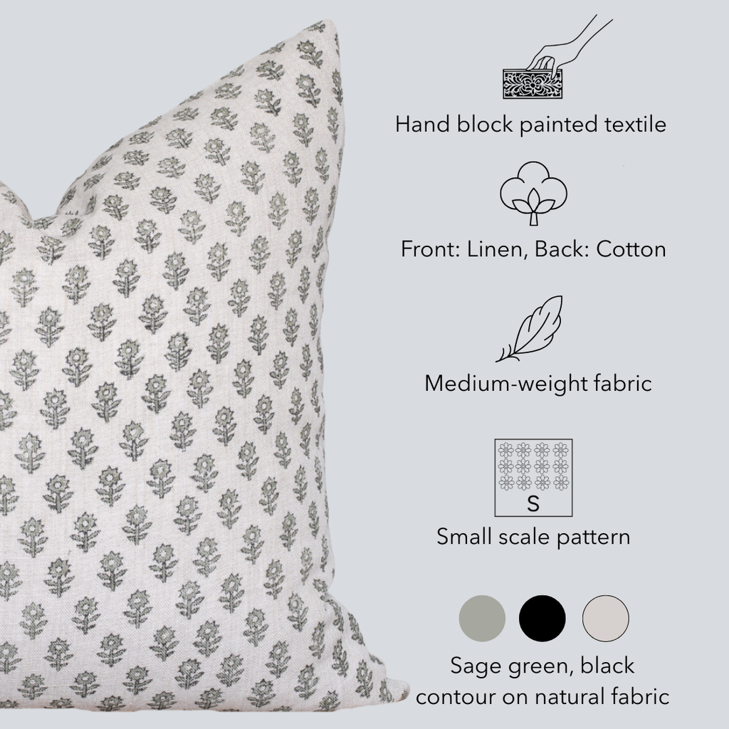 Mori Block Printed Pillow Cover