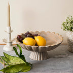 Handcarved Scalloped Edge Fluted Pedestal Bowl