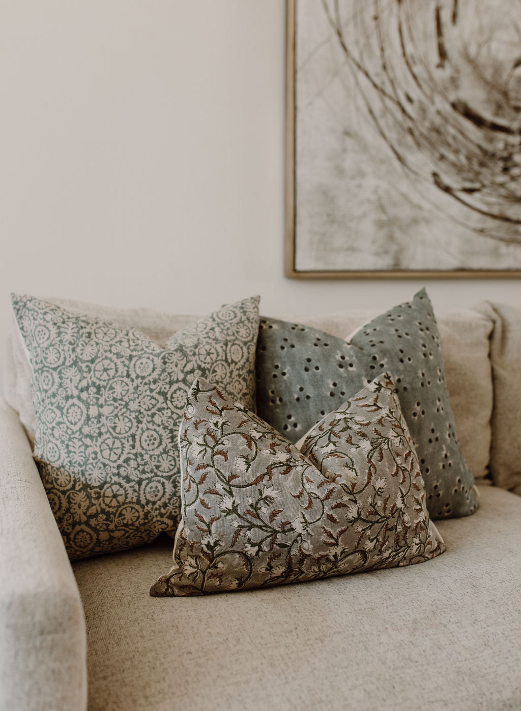 Bayode Hand Block Linen Pillow Cover