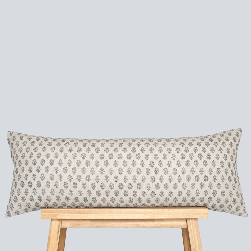 Mori Floral Block Printed Lumbar Pillow Cover