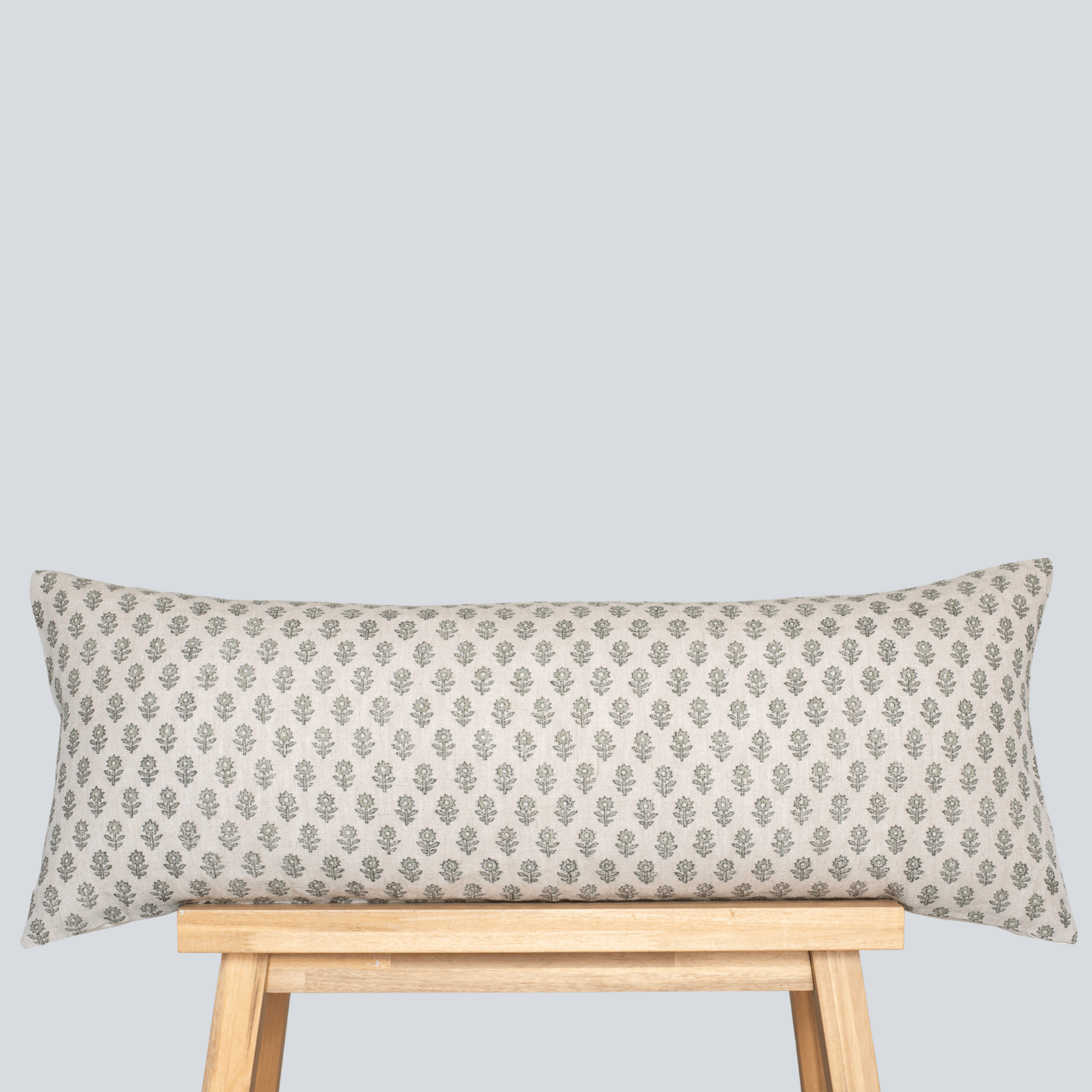 Mori Floral Block Printed Lumbar Pillow Cover