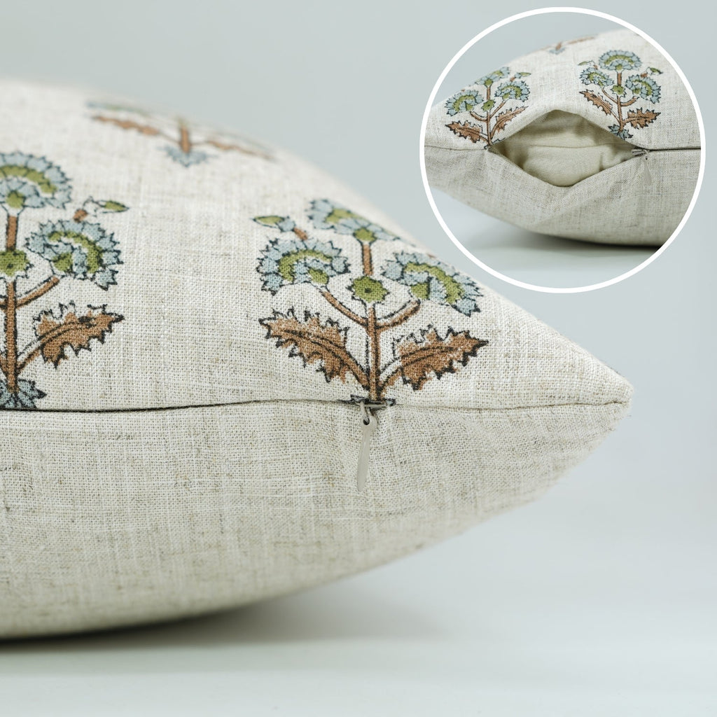 Block Printed Viscose Linen Pillow Cover