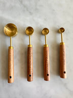Acacia Wood and Gold Measuring Cups, Set of 8
