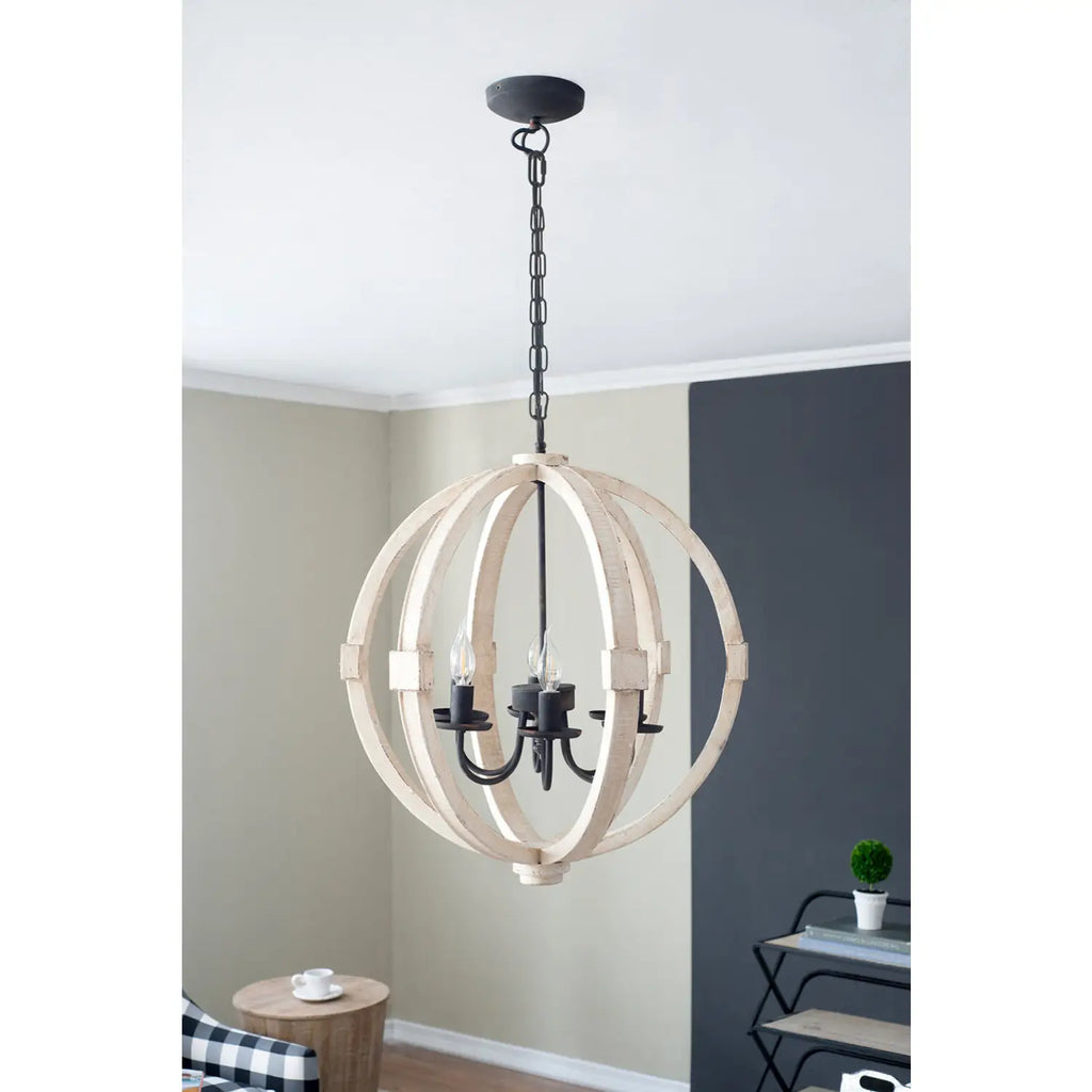6-Light Wood Chandelier