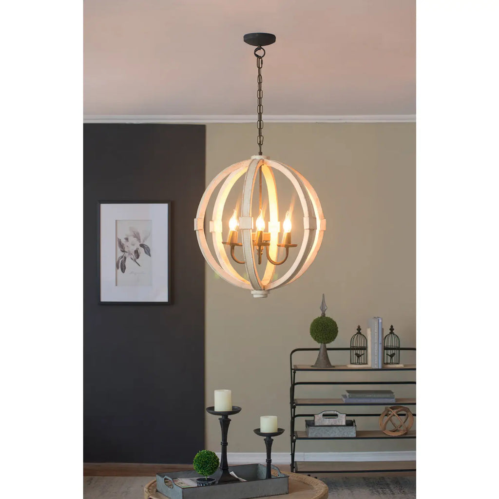 6-Light Wood Chandelier