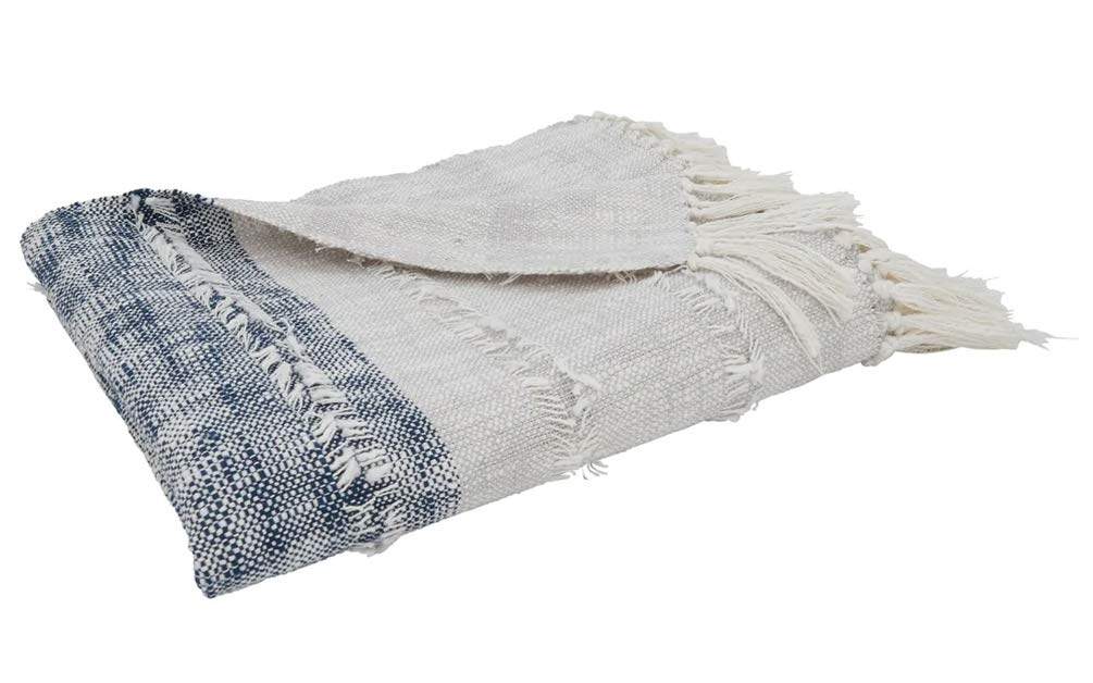 Color Block Throw Blanket with Tassels