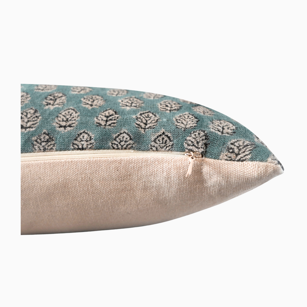 Itoro Indian Hand Block Linen Lumbar Pillow cover