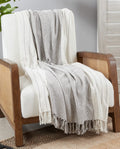 Kantha Stitch Cotton Throw Blanket with Tassel