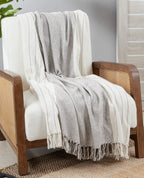Kantha Stitch Cotton Throw Blanket with Tassel