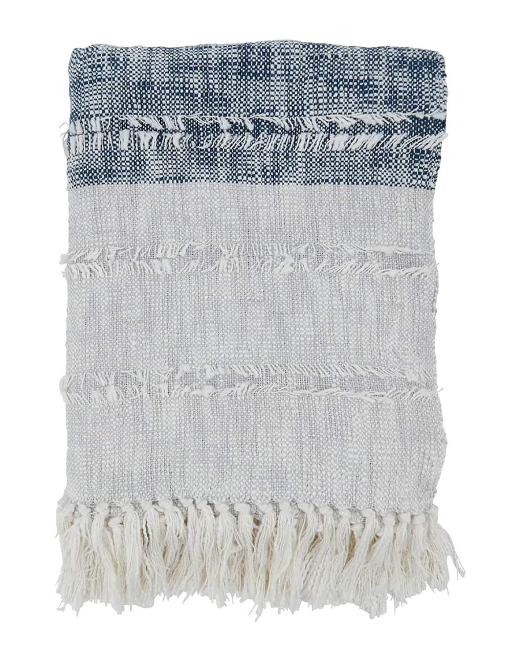 Color Block Throw Blanket with Tassels