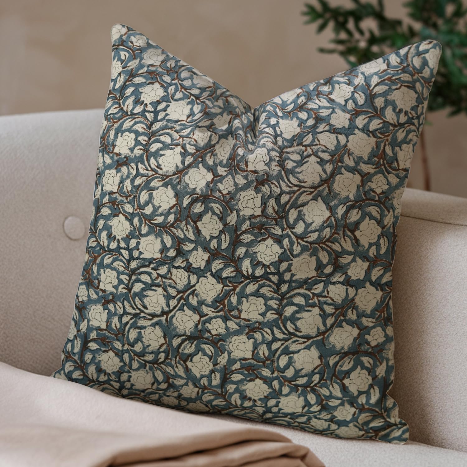 Block Print Duck Canvas 14x20 Pillow Cover