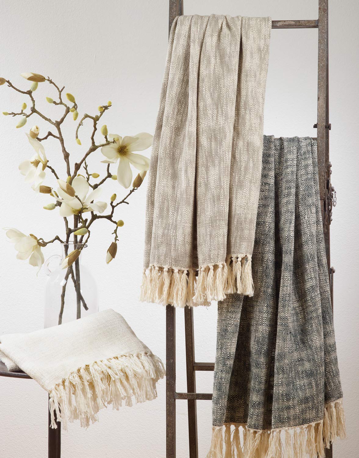 Black Tassel 100% Cotton Throw