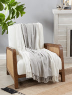 Kantha Stitch Cotton Throw Blanket with Tassel