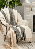 Striped Cotton Throw Blanket with Tassel