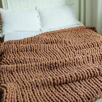 Chunky Knit Blanket - Brown