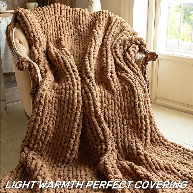Chunky Knit Blanket - Brown