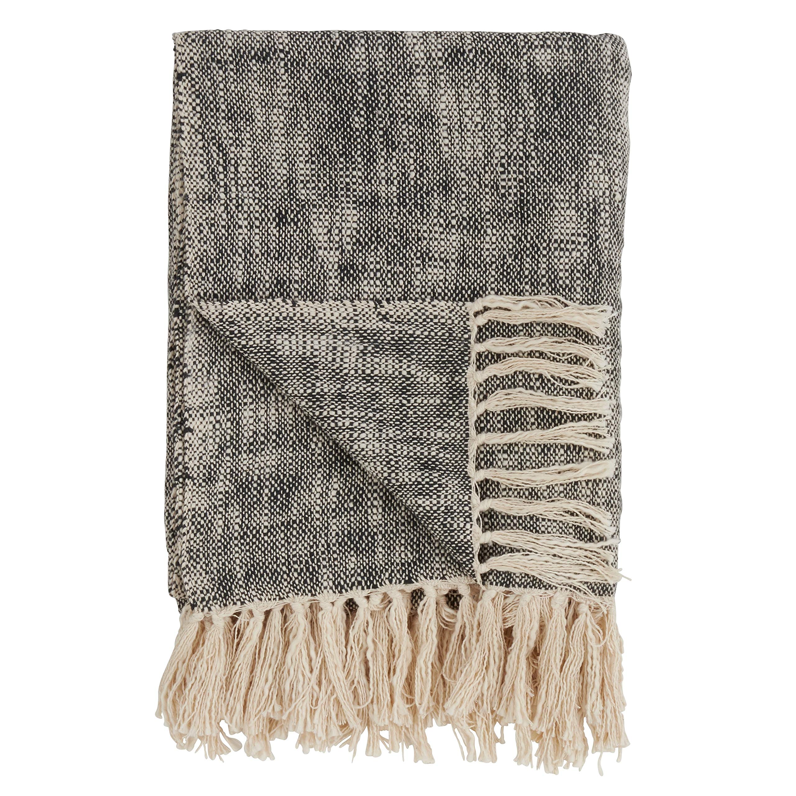 Black Tassel 100% Cotton Throw