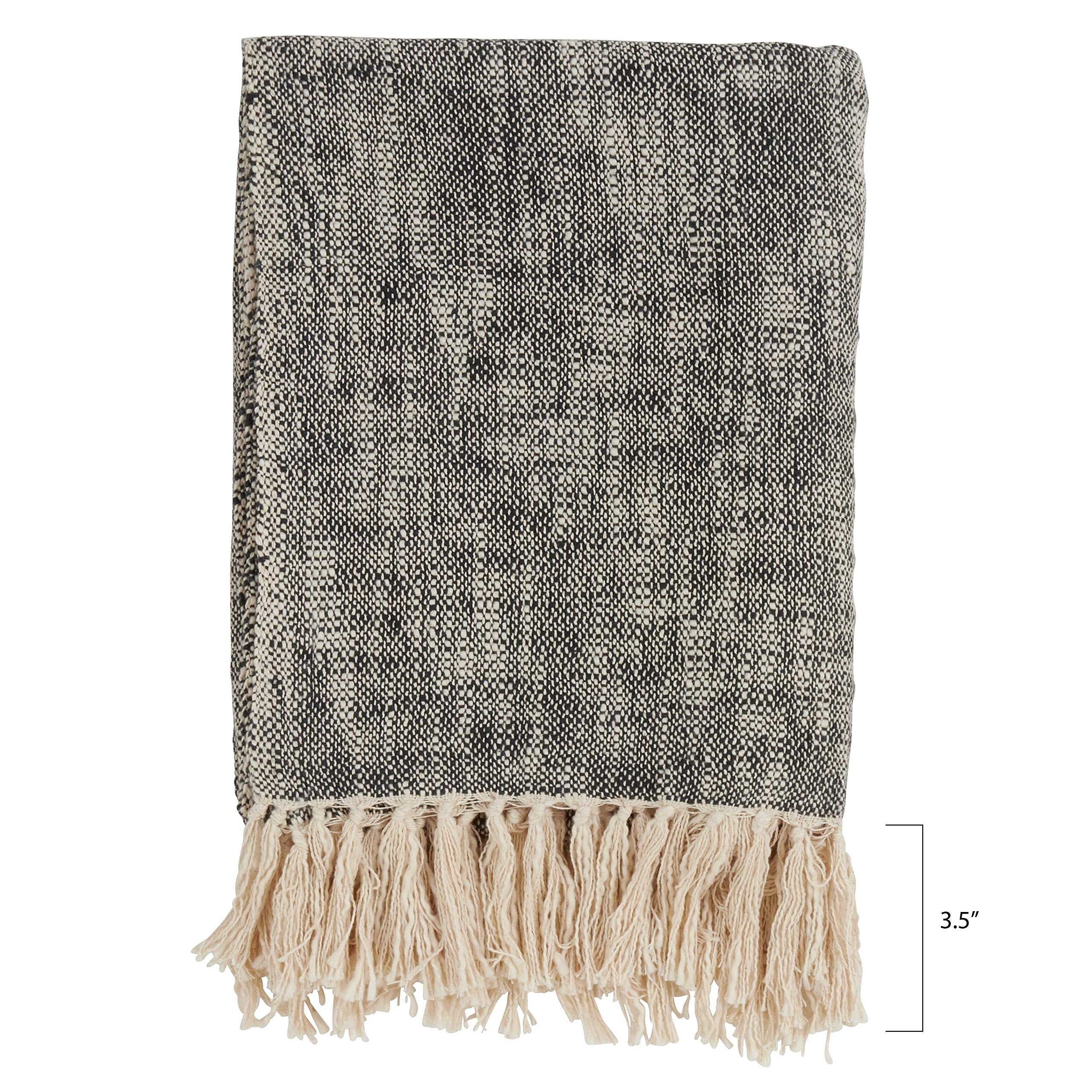Black Tassel 100% Cotton Throw