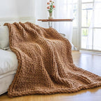 Chunky Knit Blanket - Brown
