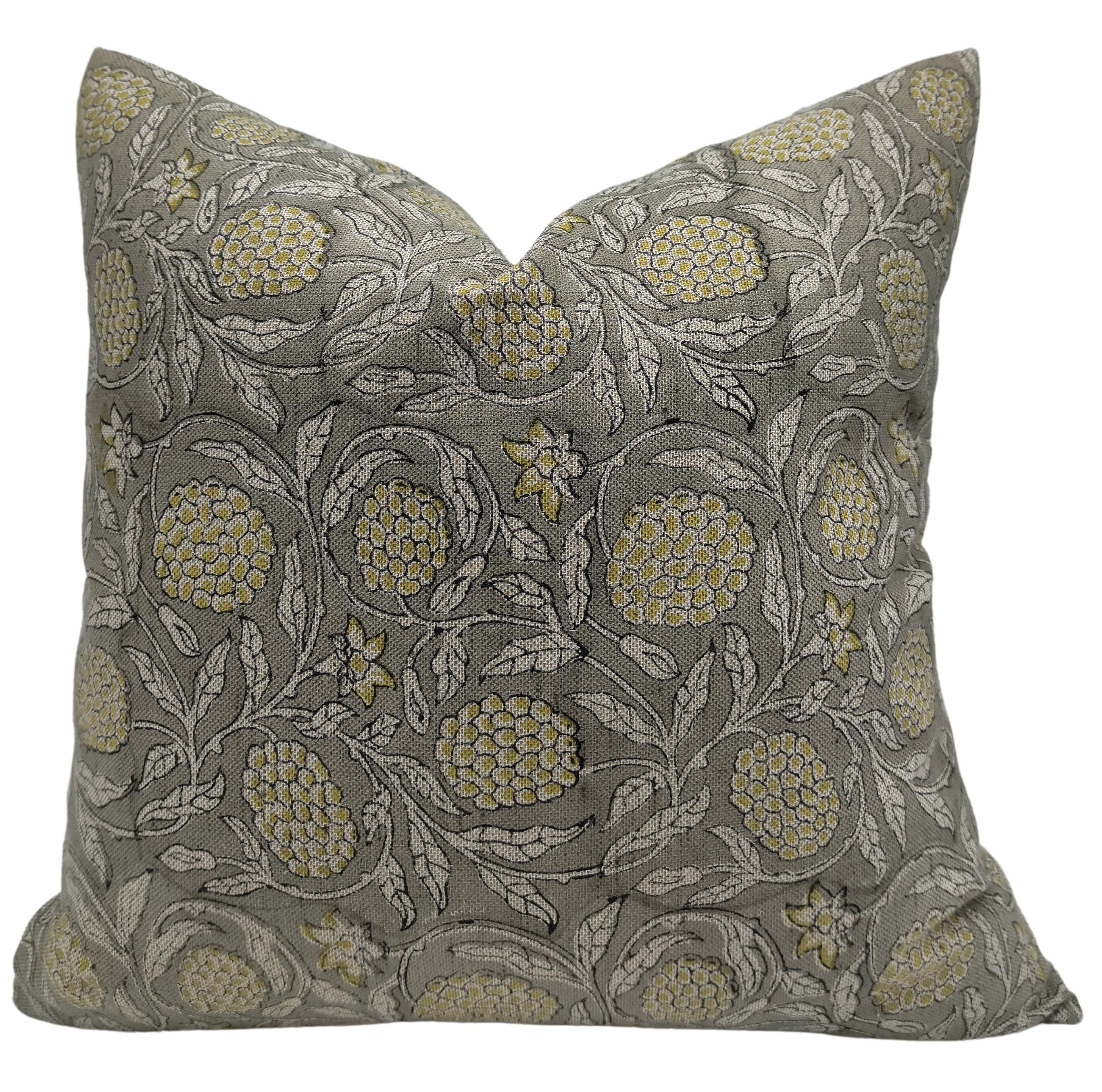 Clearance MRI Block Print Linen Blend Cushion Cover 16x16
