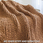 Chunky Knit Blanket - Brown