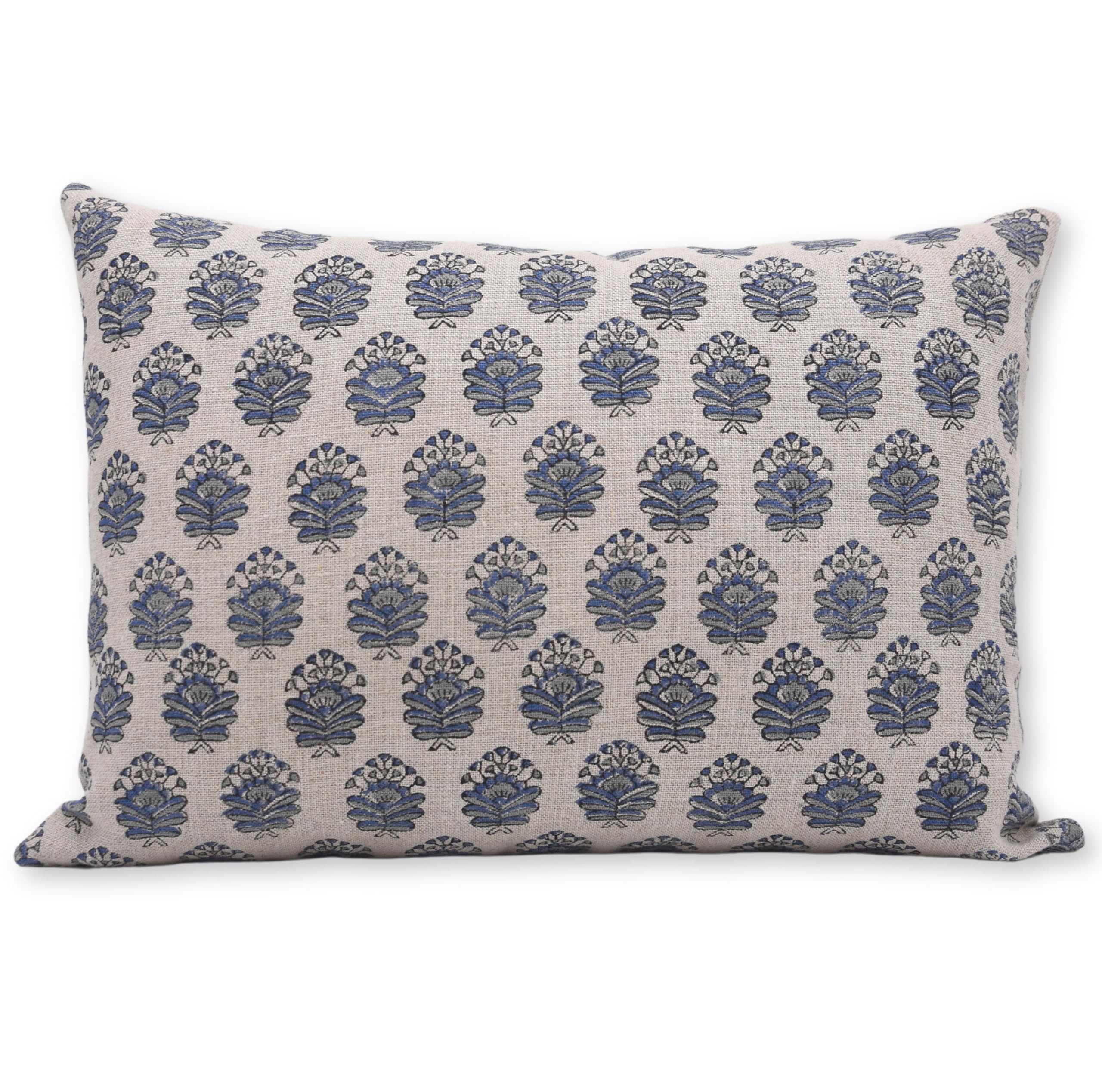 Block Print Linen 22x22 Pillow Cover