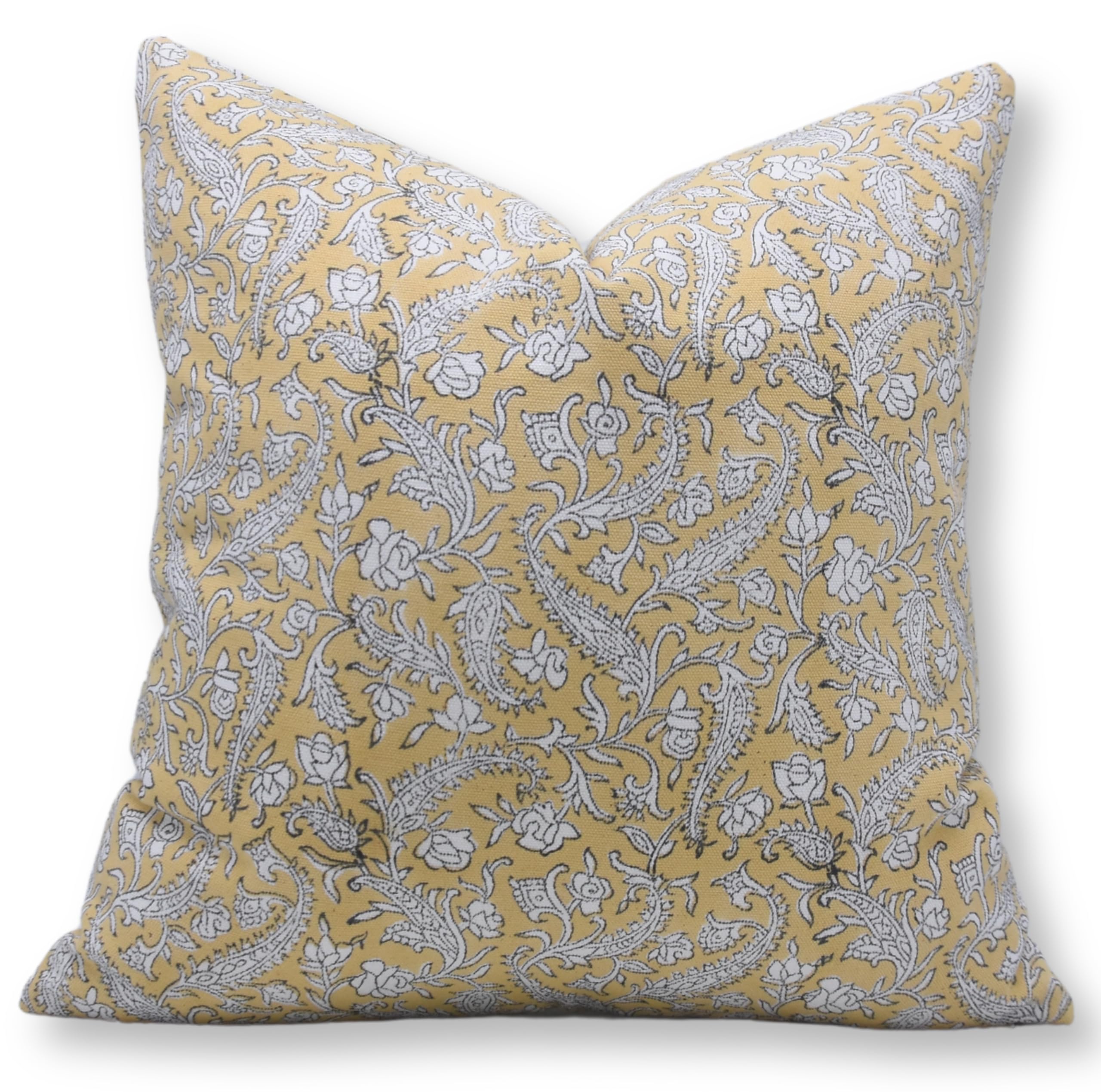 Block Print Thick Cotton White 18x18 Pillow Cover