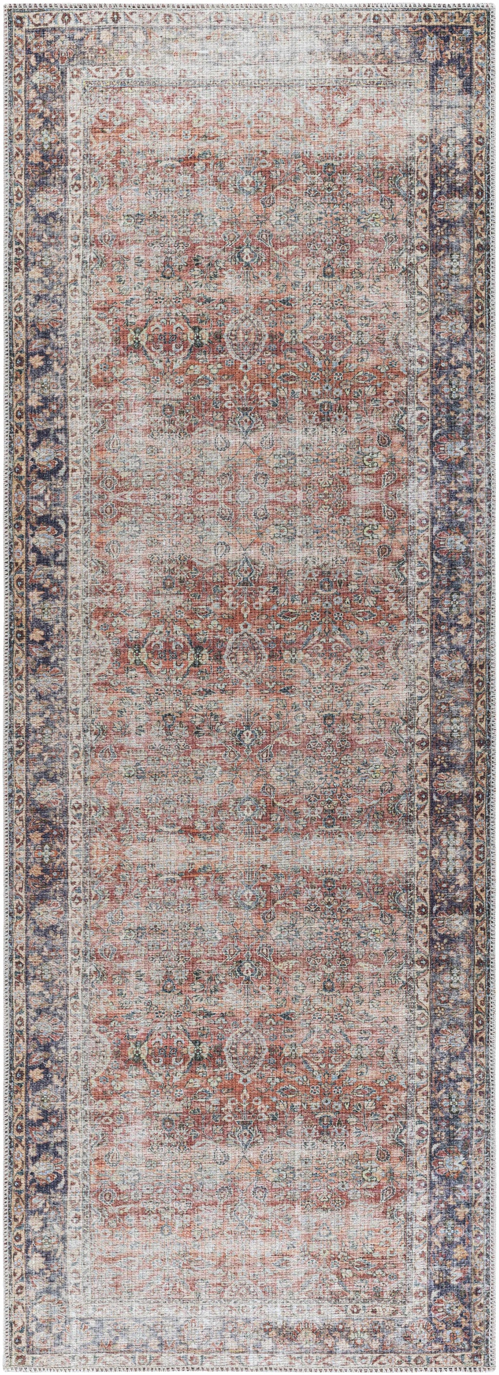 Rust Anahawan Distressed Washable Area Rug