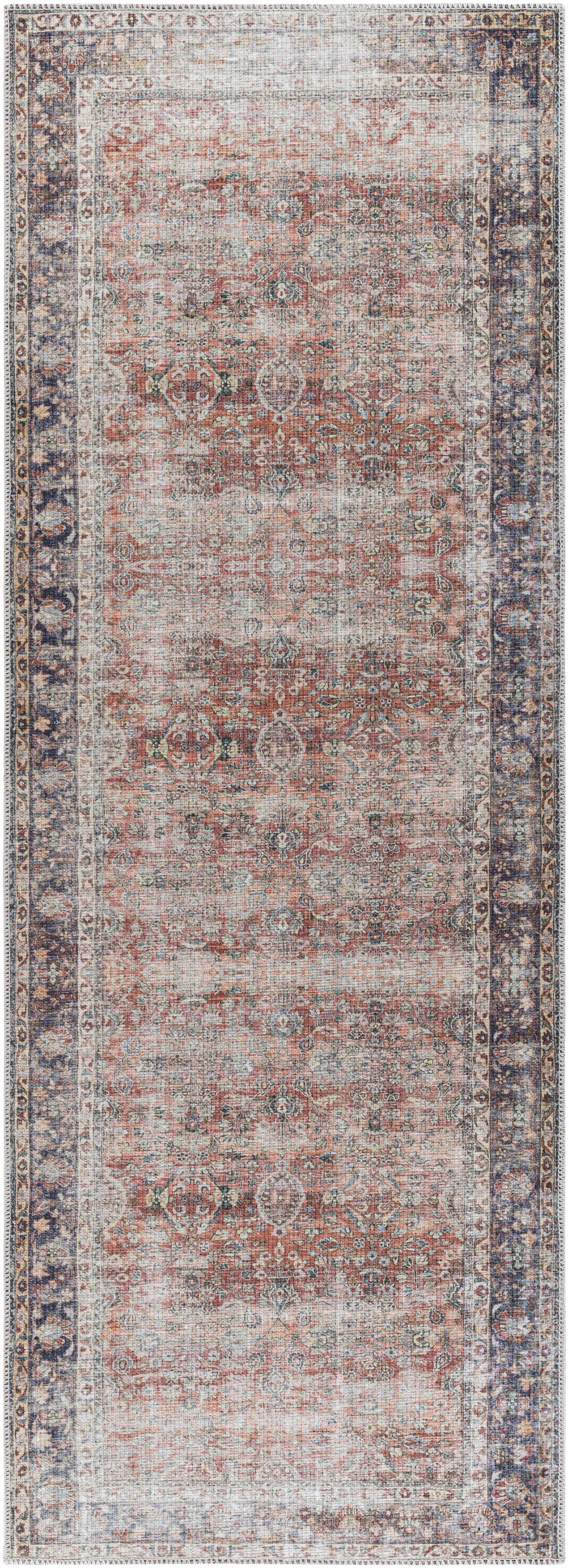 Rust Anahawan Distressed Washable Area Rug