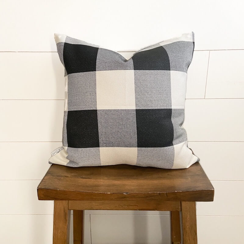 Black and White Large Buffalo Pillow Cover
