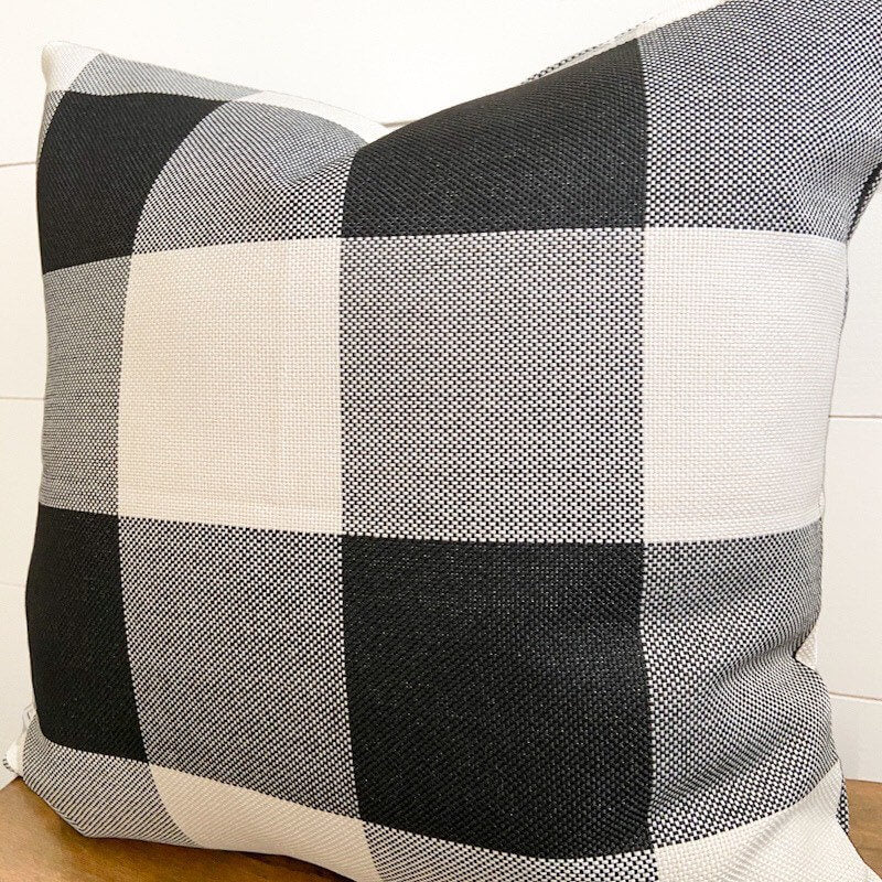 Black and White Large Buffalo Pillow Cover