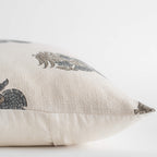 Etta Floral Block Printed Pillow Cover | Blue, Green
