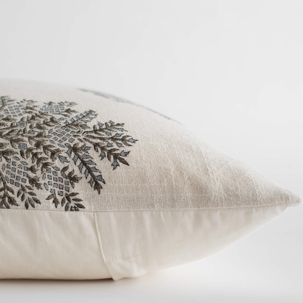 Vanya Floral Block Printed Pillow Cover | Blue, Green