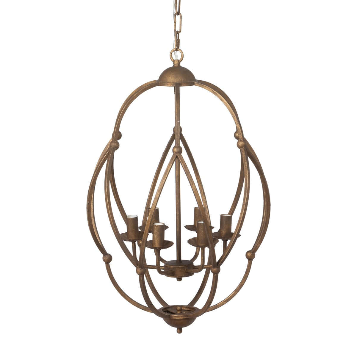 Antique Bronze Iron Chandelier with Gold Finish