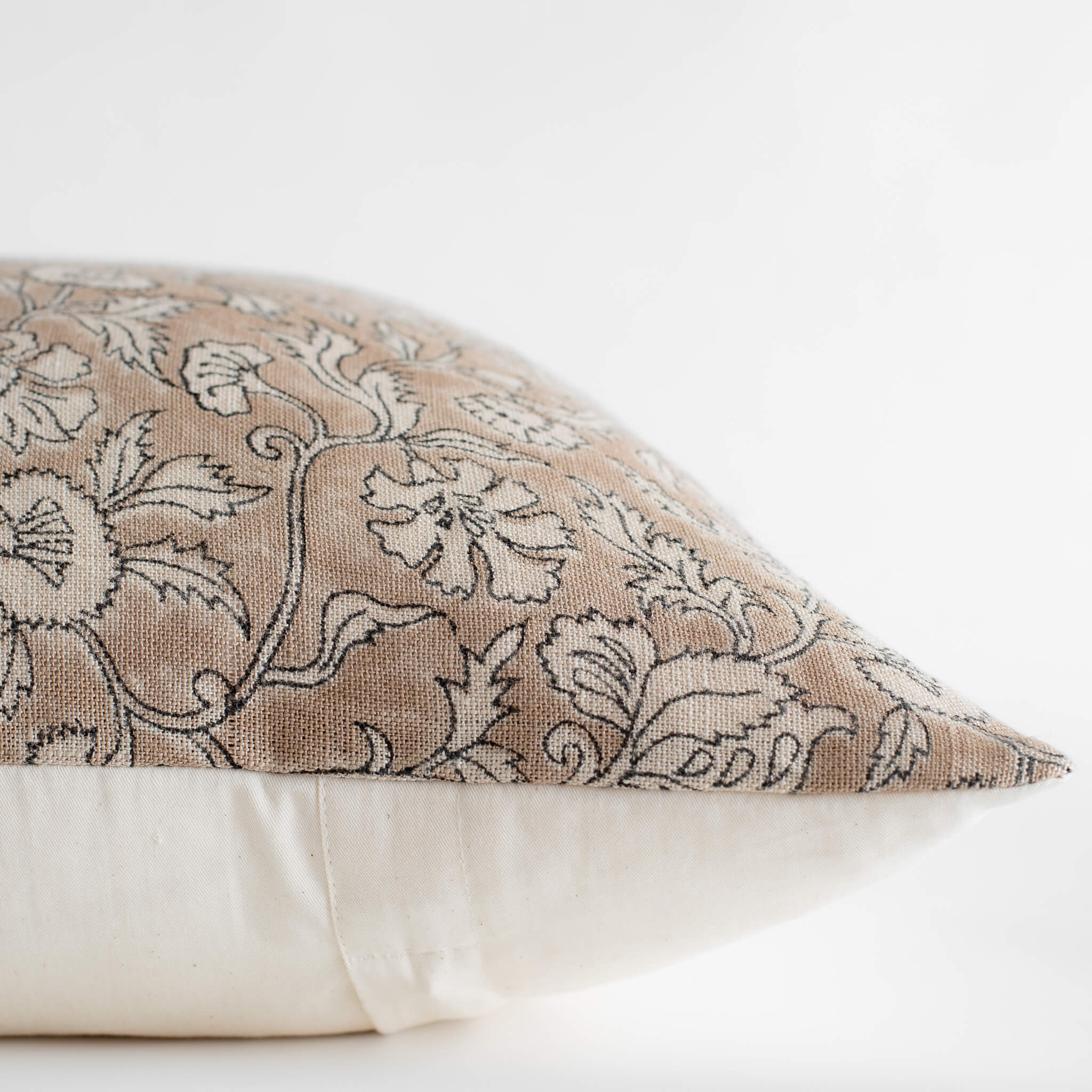 Arlet Floral Block Printed Pillow Cover | Light Brown