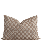 Liora Floral Block Printed Pillow Cover | Brown | Lumbar