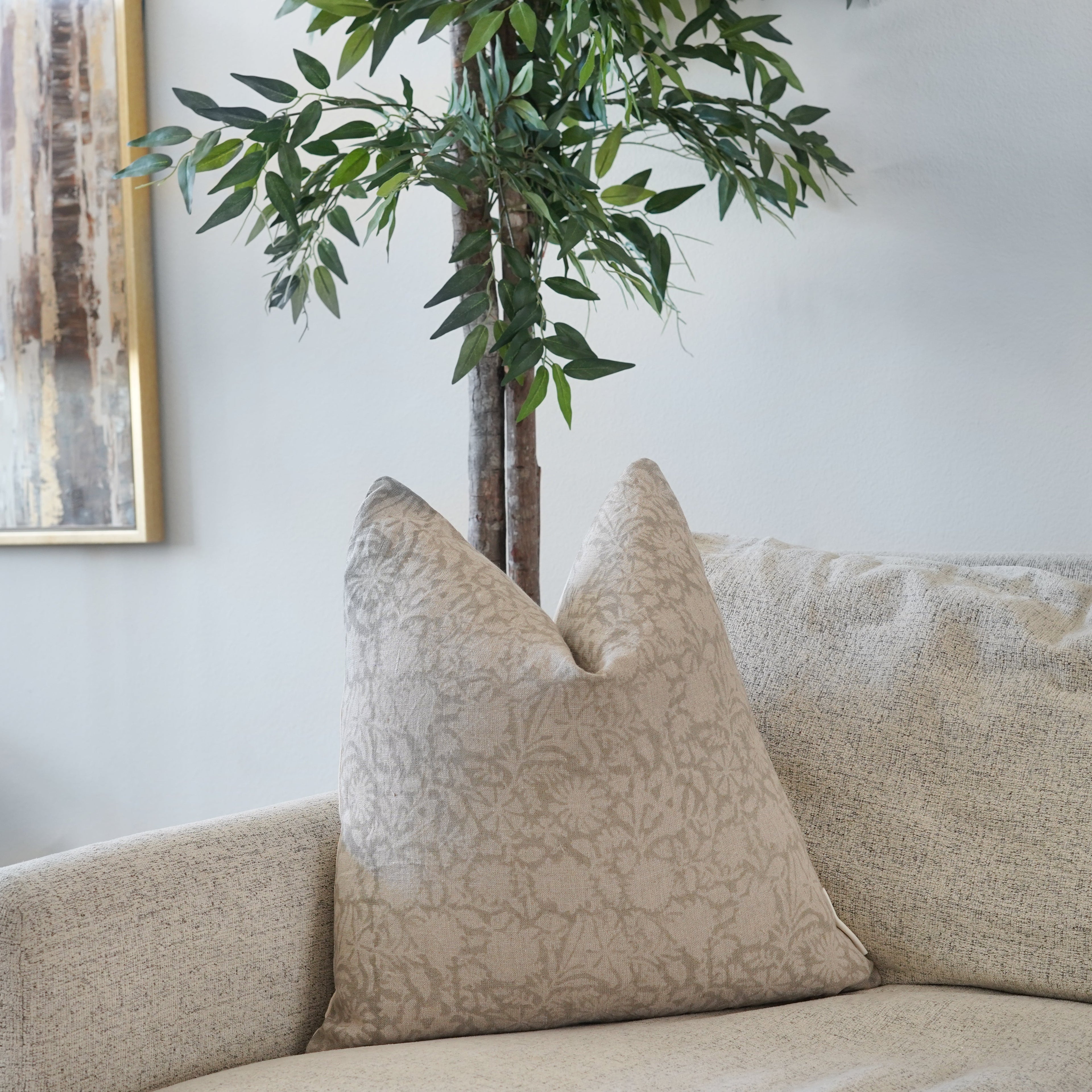 Abiola Hand Block Linen Pillow Cover