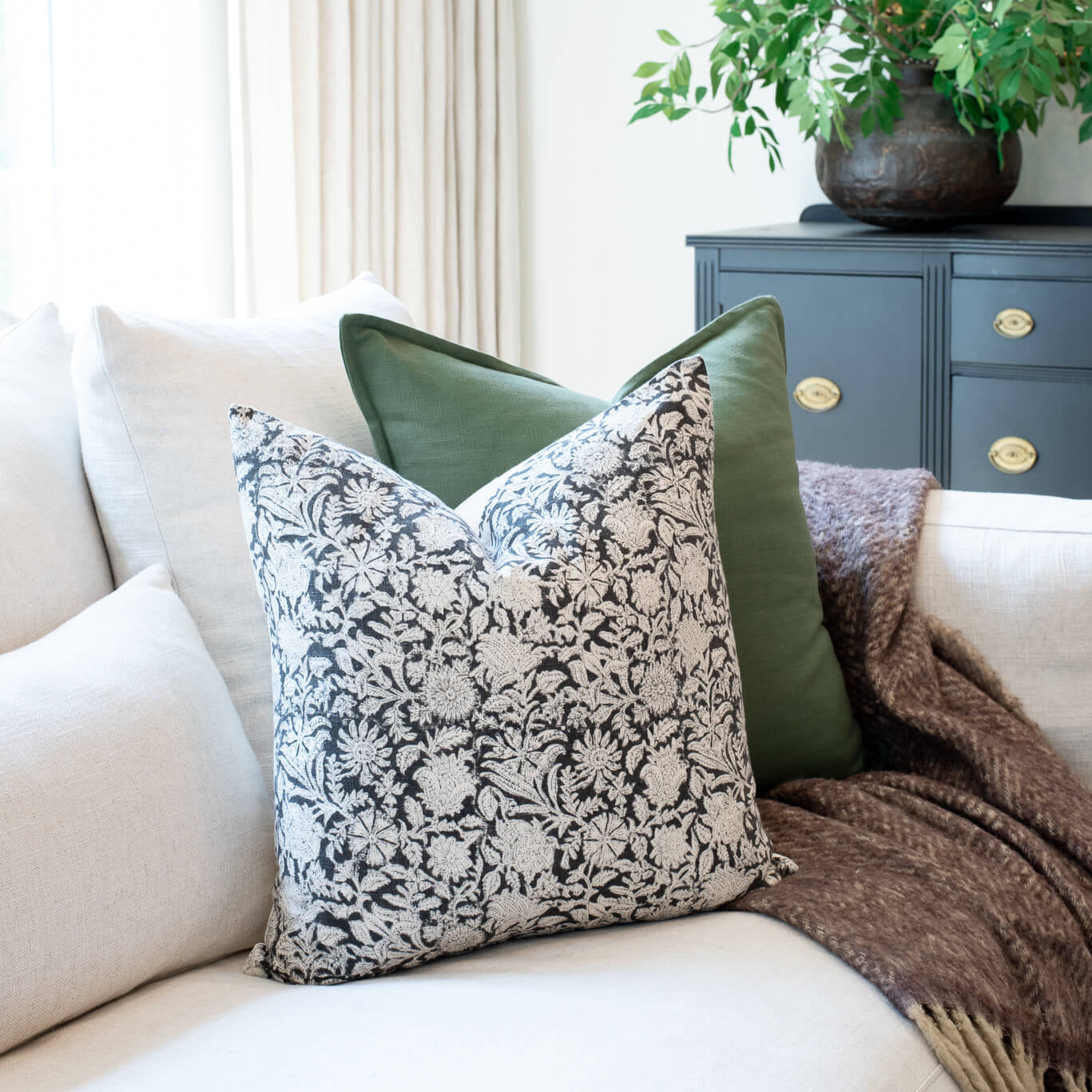 Olive Solid Color Pillow Cover