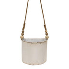 Set of 2 Shabby Chic Half Round Planters With Jute Hangers