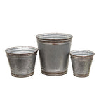 Set of Three Rustic Metal Plant Buckets
