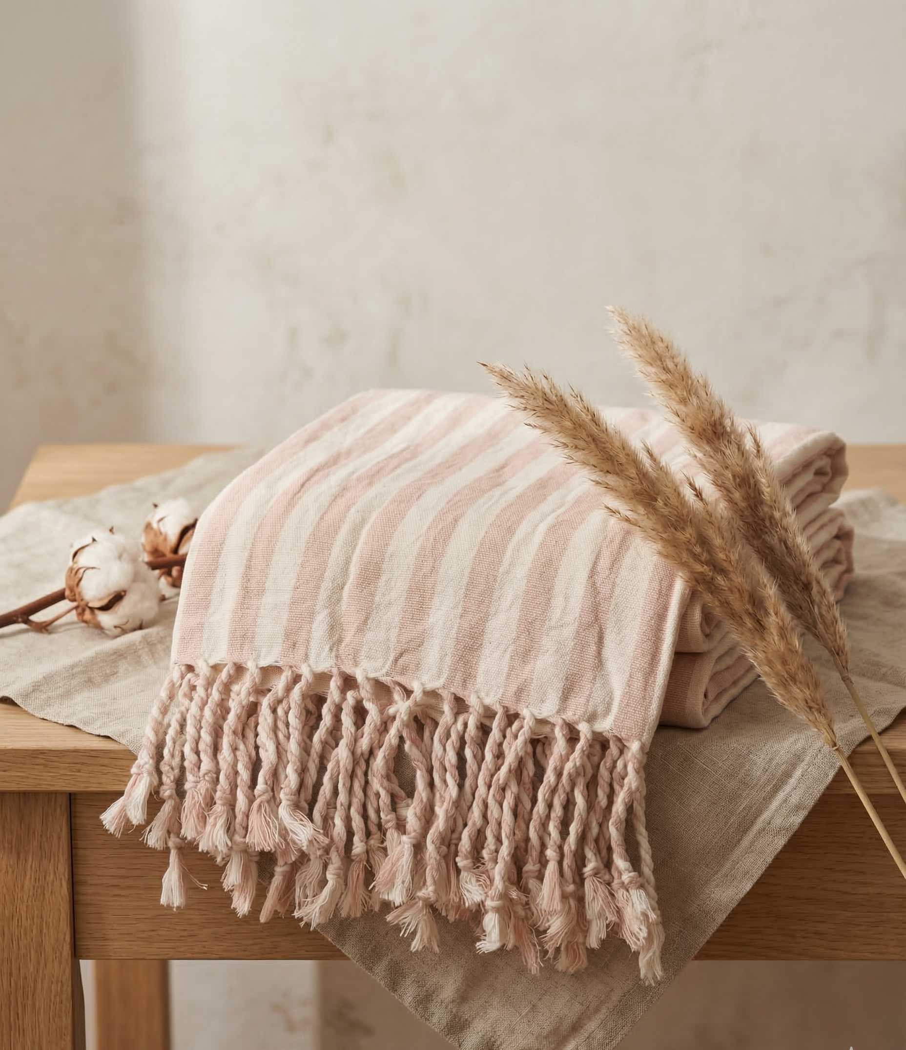 Salmon Cotton Linen Towel/Throw
