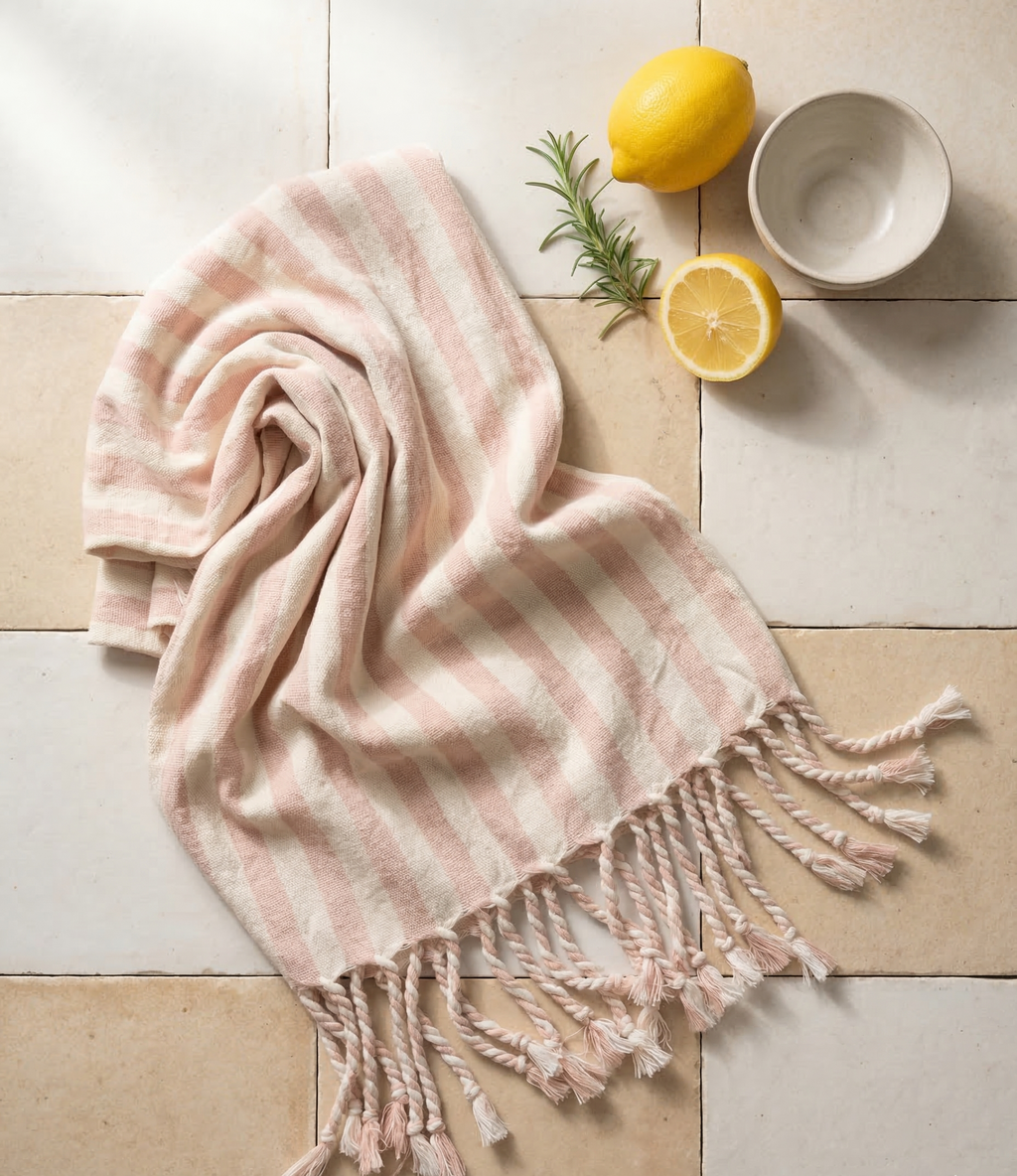 Salmon Cotton Linen Towel/Throw