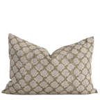 Fiora Floral Block Printed Pillow Cover | Olive Green | Lumbar