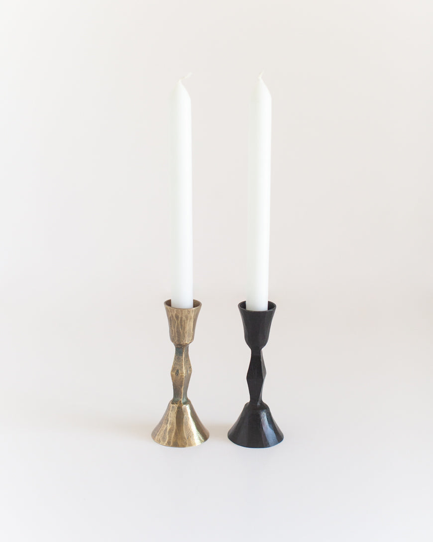 Low Diamond Hand-Forged Iron Candle Stand