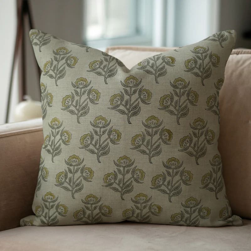 Handmade Pure Linen Pillow Cover - Floral