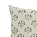 Handblock Print Linen Floral Pillow Cover - Diwali Flower