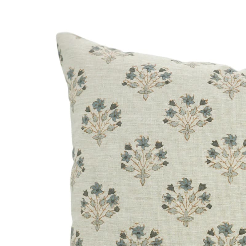 Handblock Print Linen Floral Pillow Cover - Diwali Flower